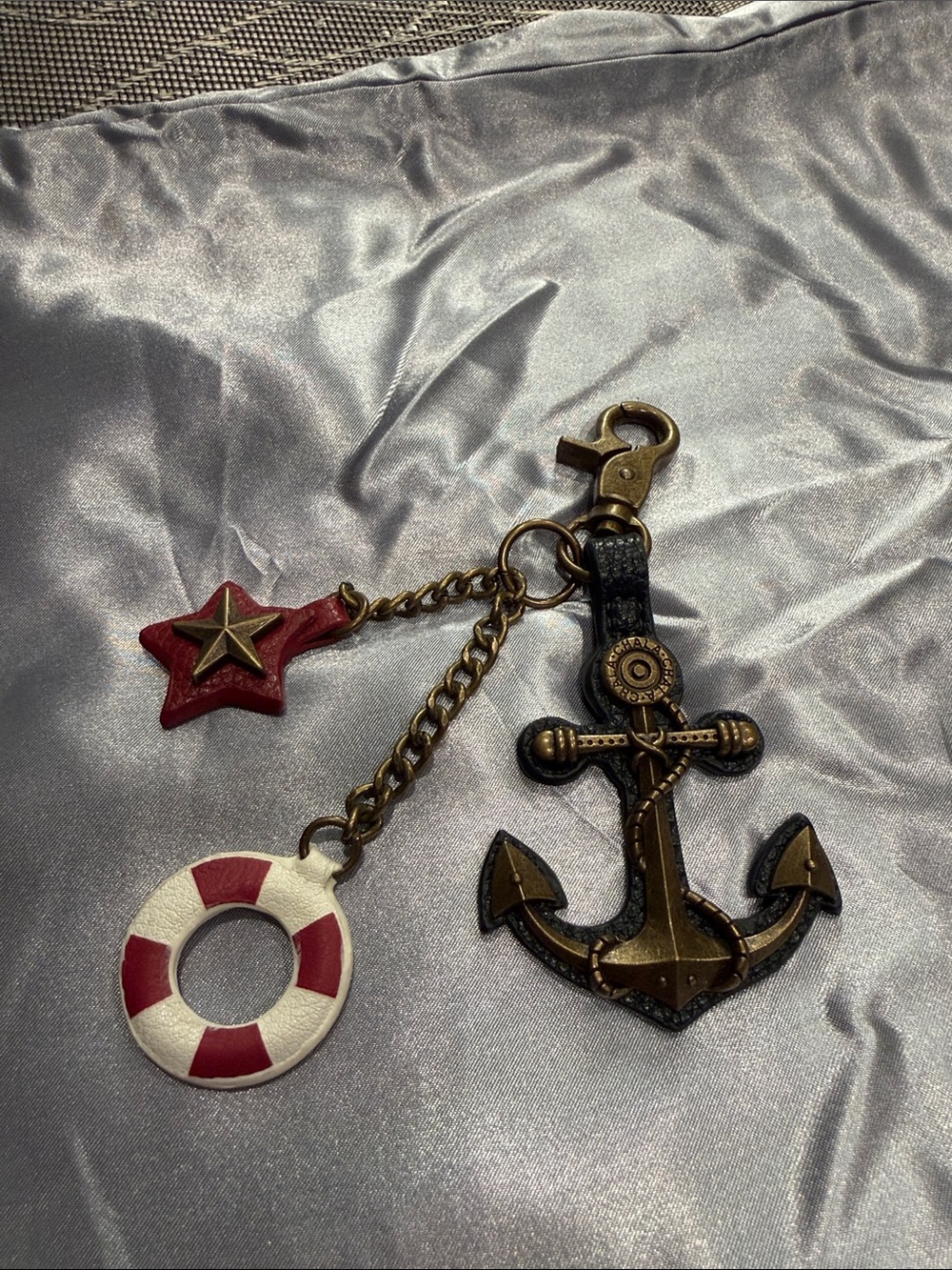 Chala Bronze Anchor Keychain with Red Star and Red-White Lifesaver